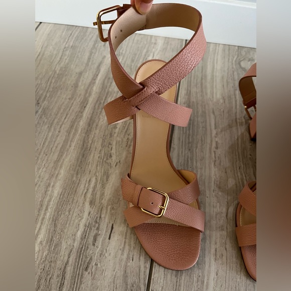 J. Crew Buckled Mid-heel Sandals pink sand size 8.5 - Picture 5 of 9